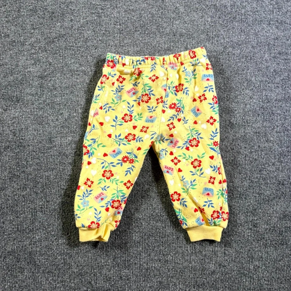 Honors Sweatpant Infant 18M Yellow Cotton Fleece Floral All-Over Print Jogger